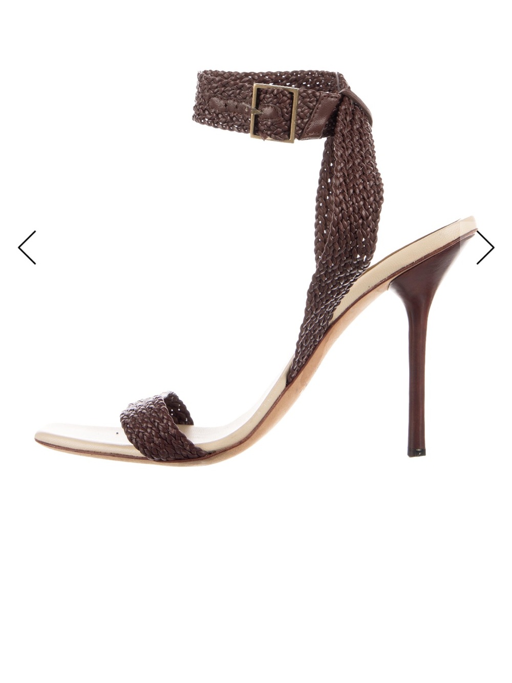 Gucci Braided Brown Wrap Stiletto Sandals